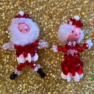Vintage Beaded Santa & Mrs. Claus Decor